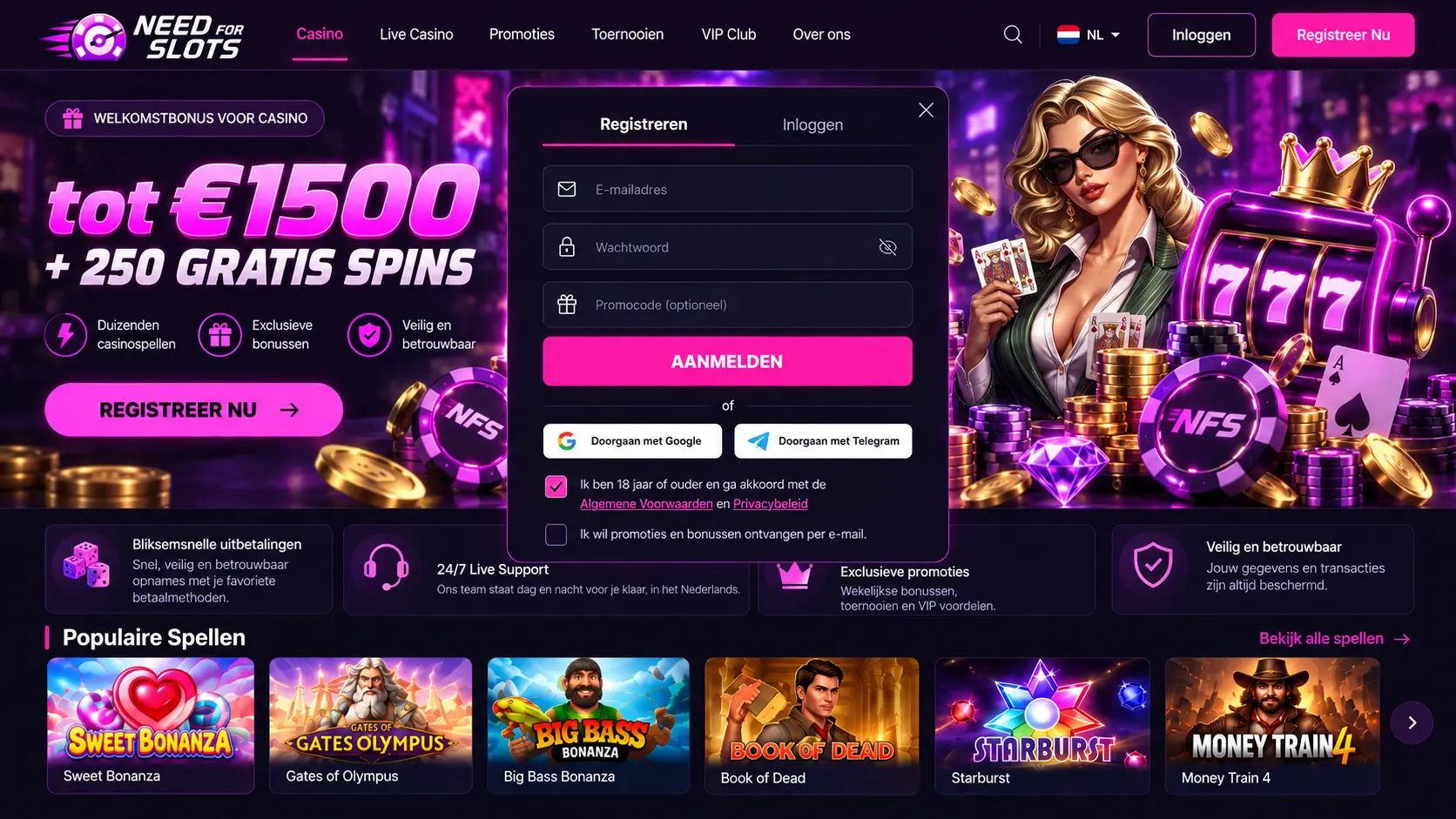 Needforslots Casino Nederland: Online Games, Bonus en Mobiel Spelen image 2